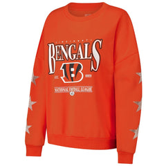 Gameday Couture Women's Rhinestone Star Sleeve Settle the Score Oversized Pullover Sweatshirt - Cincinnati Bengals