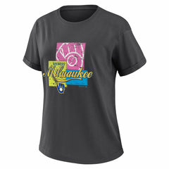 MLB Milwaukee Brewers WEAR by Erin Andrews Women's Domestic Box Color Boyfriend T-Shirt