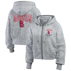 MLB St. Louis Cardinals WEAR by Erin Andrews Women's Speckled Fleece Cropped Full-Zip Hoodie