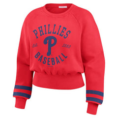 MLB Philadelphia Phillies WEAR by Erin Andrews Women's Vintage Washed Cropped Pullover Sweatshirt