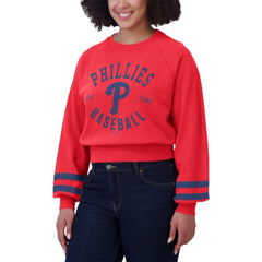MLB Philadelphia Phillies WEAR by Erin Andrews Women's Vintage Washed Cropped Pullover Sweatshirt