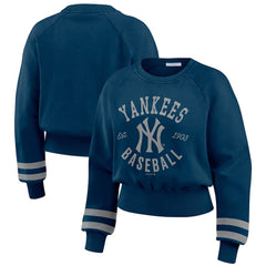 MLB New York Yankees WEAR by Erin Andrews Women's Vintage Washed Cropped Pullover Sweatshirt