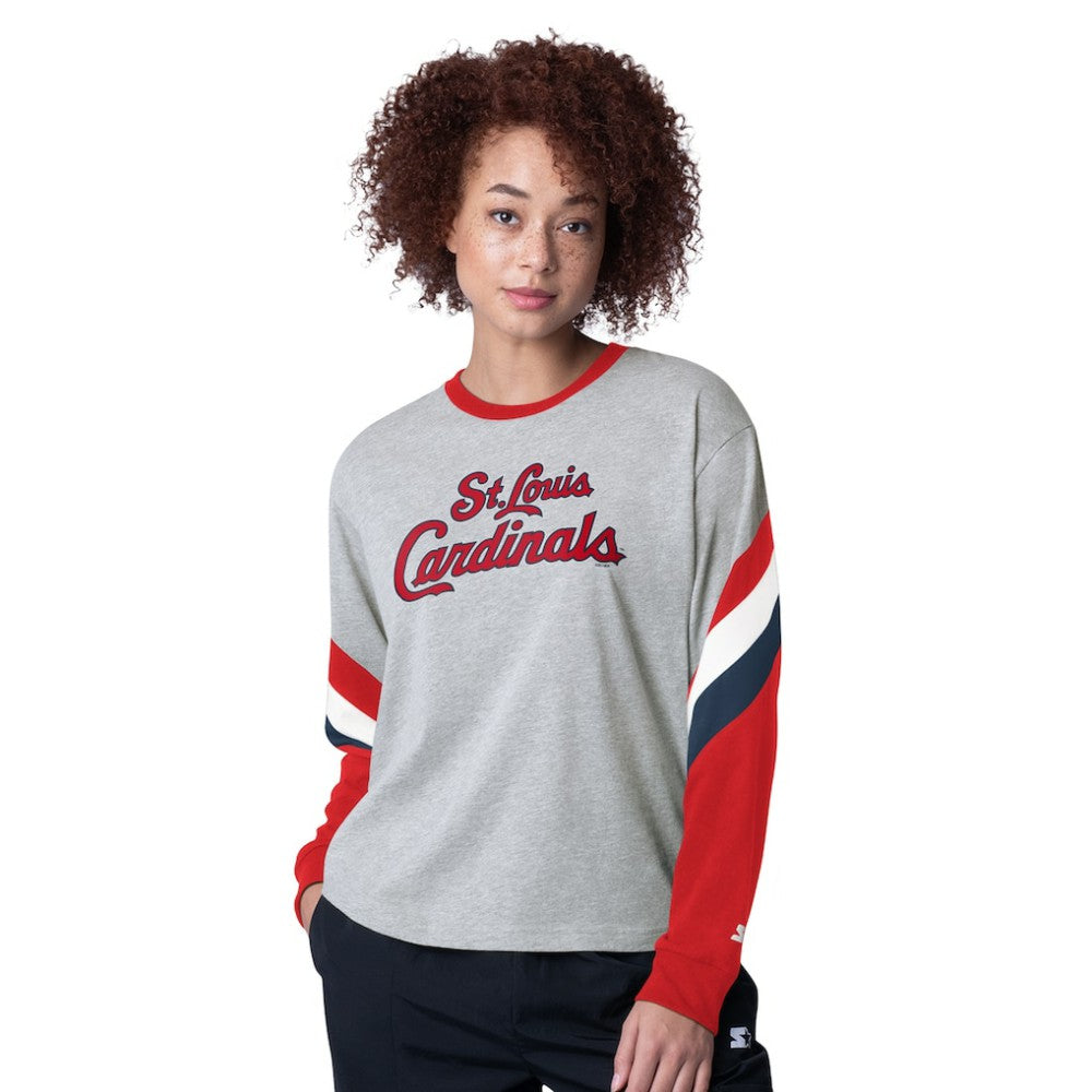 MLB St. Louis Cardinals Starter Women's Triple A Fashion Color Block Long Sleeve Top