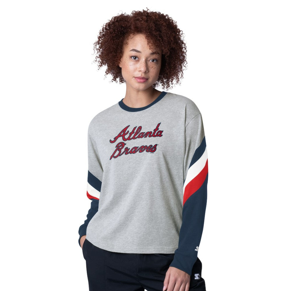 MLB Atlanta Braves Starter Women's Triple A Fashion Color Block Long Sleeve Top