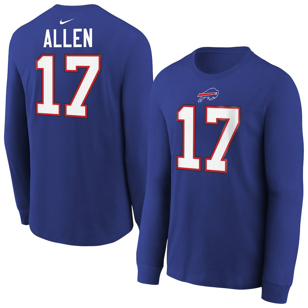 Josh Allen Youth Player Name & Number Long Sleeve T-Shirt - Buffalo Bills