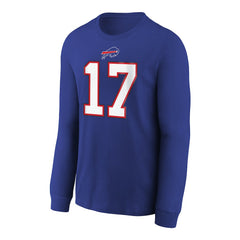 Josh Allen Youth Player Name & Number Long Sleeve T-Shirt - Buffalo Bills