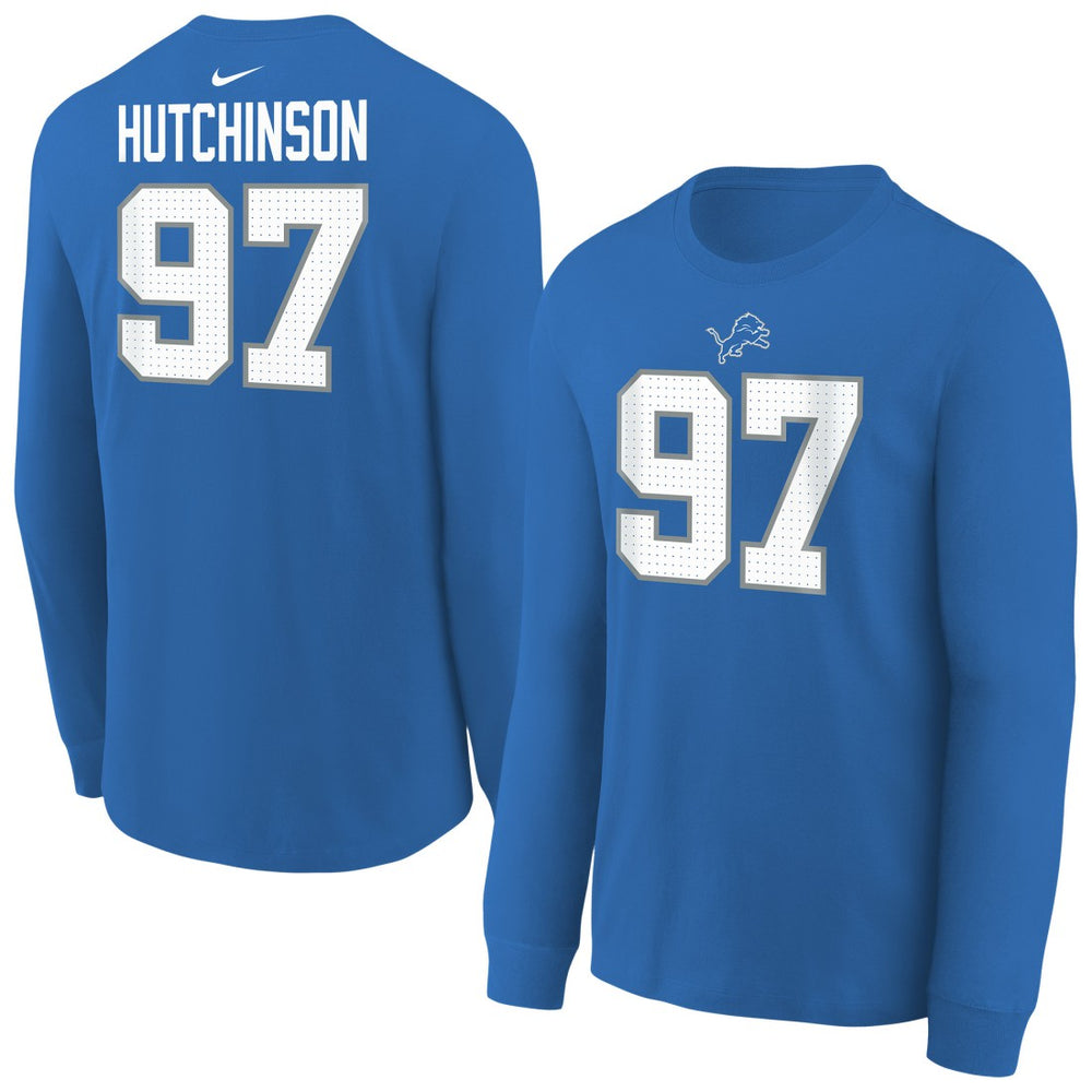 Aidan Hutchinson Youth Player Name & Number Long Sleeve T-Shirt - Detroit Lions
