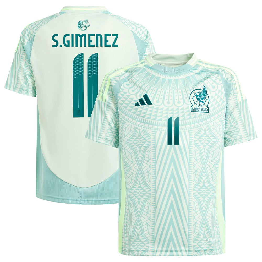 Santiago Giménez Mexico National Team Youth 2024 Away Replica Player Jersey - Adidas Green