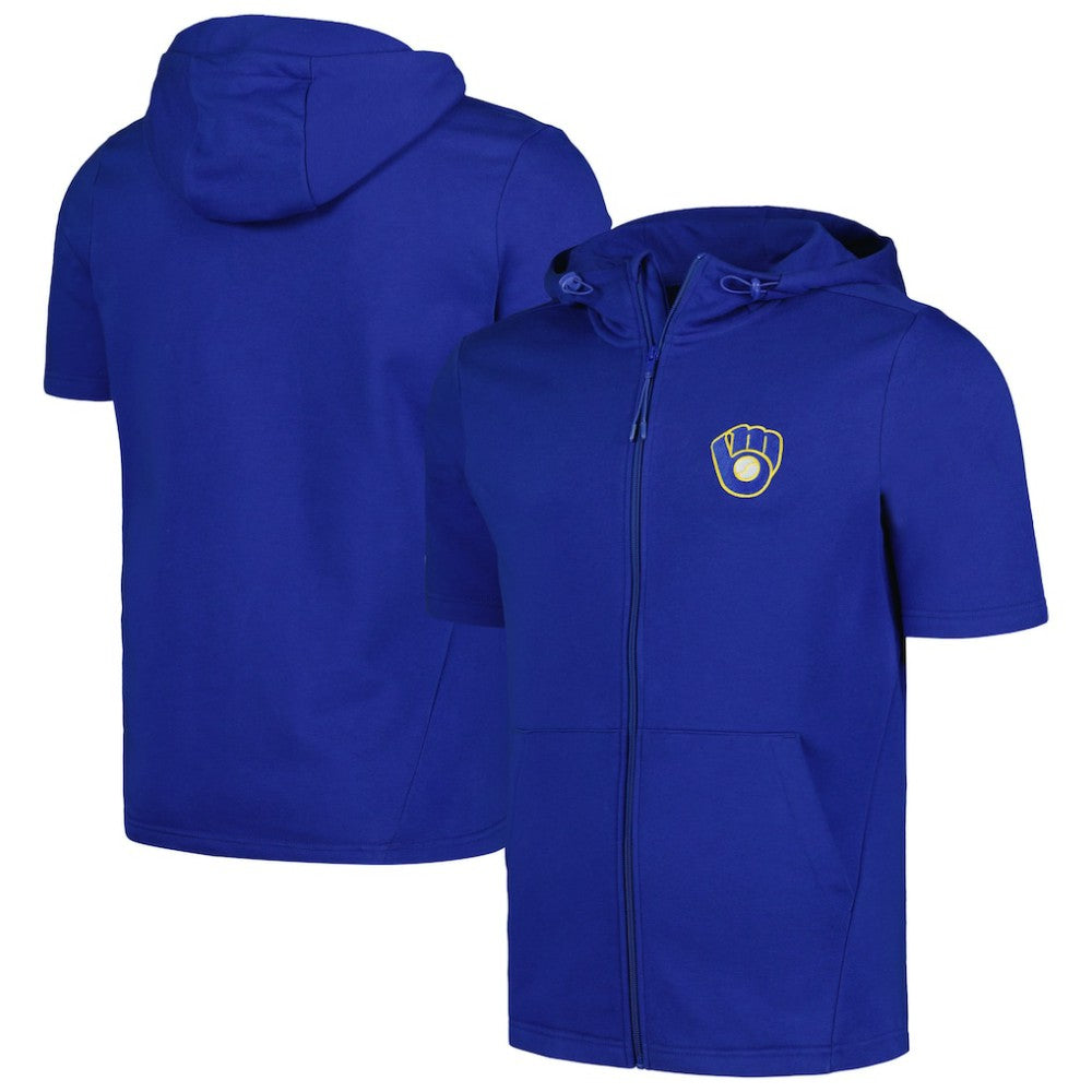 MLB Milwaukee Brewers Levelwear Recruit Short Sleeve Full-Zip Hoodie