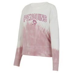 NHL Pink/White Pittsburgh Penguins Concepts Sport Women's Orchard Tie-Dye Long Sleeve Top