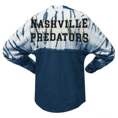 NHL Navy Nashville Predators Spirit Jersey Unisex Crystal Half Dye Long Sleeve T-Shirt
