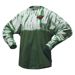 NHL Green Minnesota Wild Spirit Jersey Unisex Crystal Half Dye Long Sleeve T-Shirt