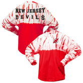 NHL Red New Jersey Devils Spirit Jersey Unisex Crystal Half Dye Long Sleeve T-Shirt