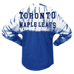 NHL Blue Toronto Maple Leafs Spirit Jersey Unisex Crystal Half Dye Long Sleeve T-Shirt