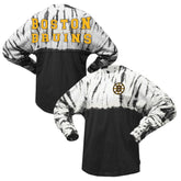 NHL Black Boston Bruins Spirit Jersey Unisex Crystal Half Dye Long Sleeve T-Shirt