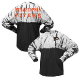 NHL Black Philadelphia Flyers Spirit Jersey Unisex Crystal Half Dye Long Sleeve T-Shirt