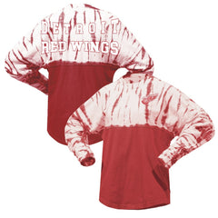NHL Red Detroit Red Wings Spirit Jersey Unisex Crystal Half Dye Long Sleeve T-Shirt