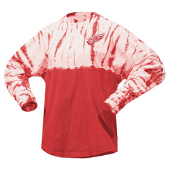 NHL Red Detroit Red Wings Spirit Jersey Unisex Crystal Half Dye Long Sleeve T-Shirt