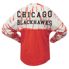 NHL Red Chicago Blackhawks Spirit Jersey Unisex Crystal Half Dye Long Sleeve T-Shirt