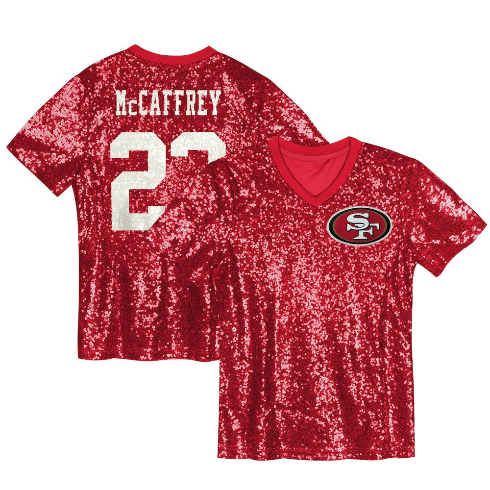 Christian McCaffrey Women's Player Name & Number V-Neck Fashion Jersey - San Francisco 49ers