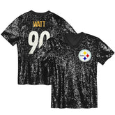 T.J. Watt Women's Player Name & Number V-Neck Fashion Jersey - Pittsburgh Steelers