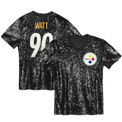 T.J. Watt Women's Player Name & Number V-Neck Fashion Jersey - Pittsburgh Steelers