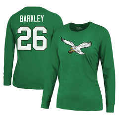 Saquon Barkley Majestic Threads Women's Name & Number Long Sleeve T-Shirt - Philadelphia Eagles