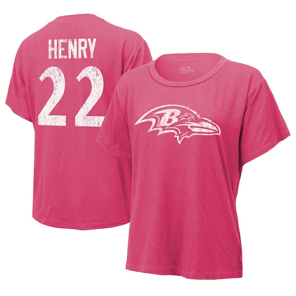Derrick Henry Majestic Threads Women's Name & Number T-Shirt - Baltimore Ravens