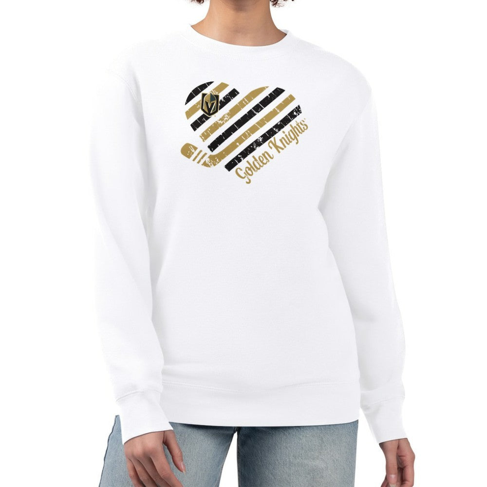 NHL White Vegas Golden Knights G-III 4Her by Carl Banks Women's Heart Graphic Pullover Sweatshirt