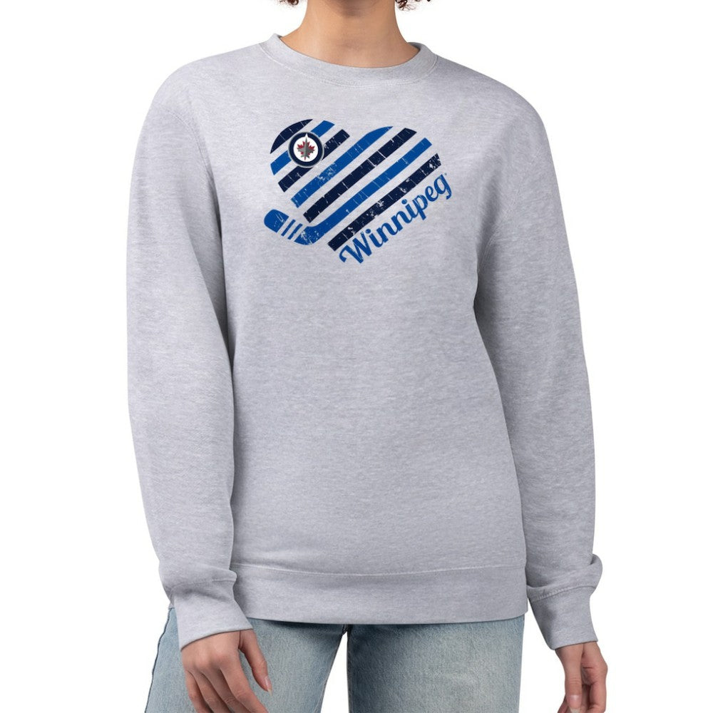 NHL Heather Gray Winnipeg Jets G-III 4Her by Carl Banks Women's Heart Graphic Pullover Sweatshirt