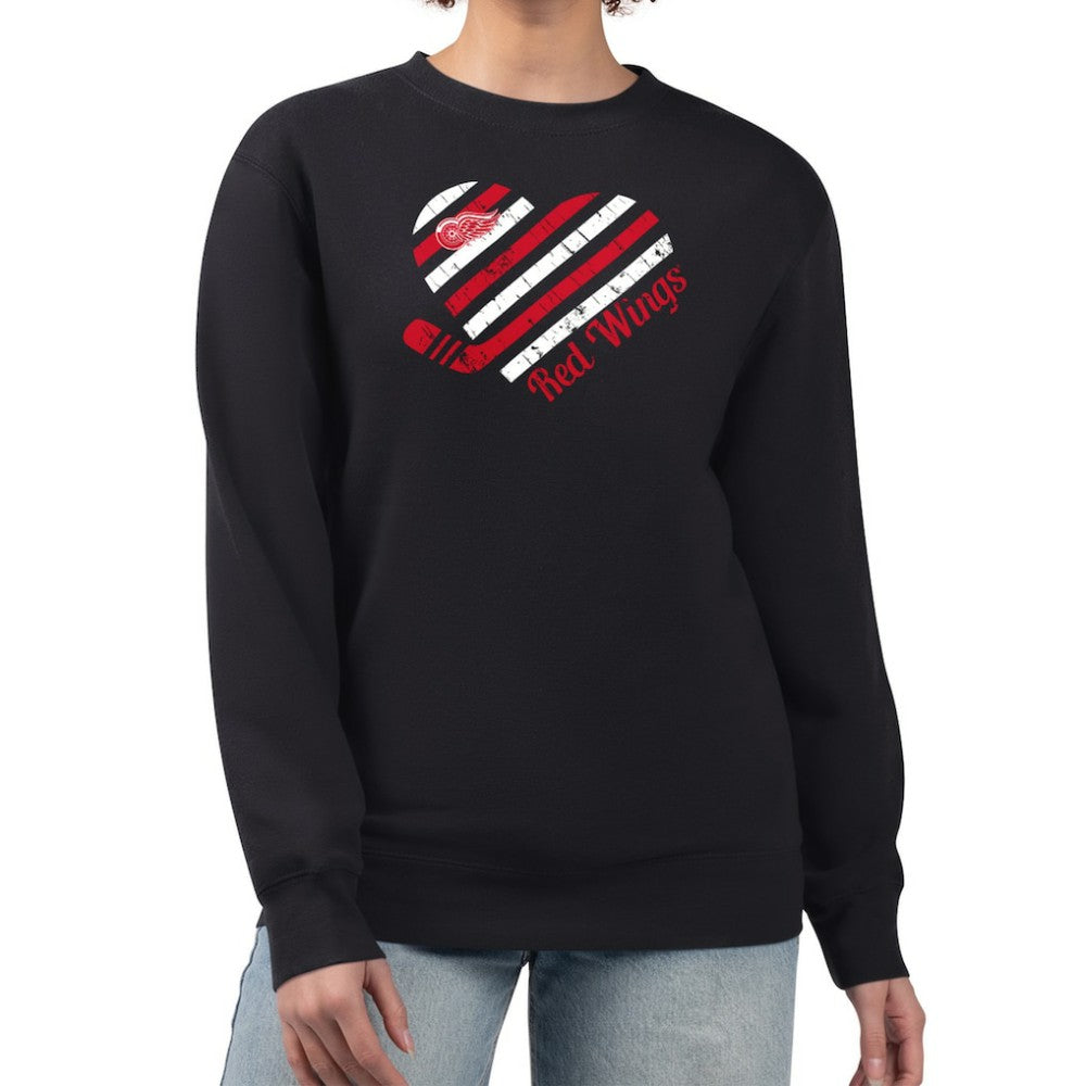 NHL Black Detroit Red Wings G-III 4Her by Carl Banks Women's Heart Graphic Pullover Sweatshirt