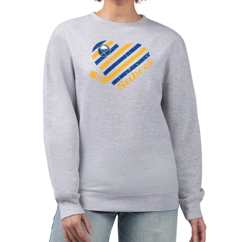 NHL Heather Gray Buffalo Sabres G-III 4Her by Carl Banks Women's Heart Graphic Pullover Sweatshirt