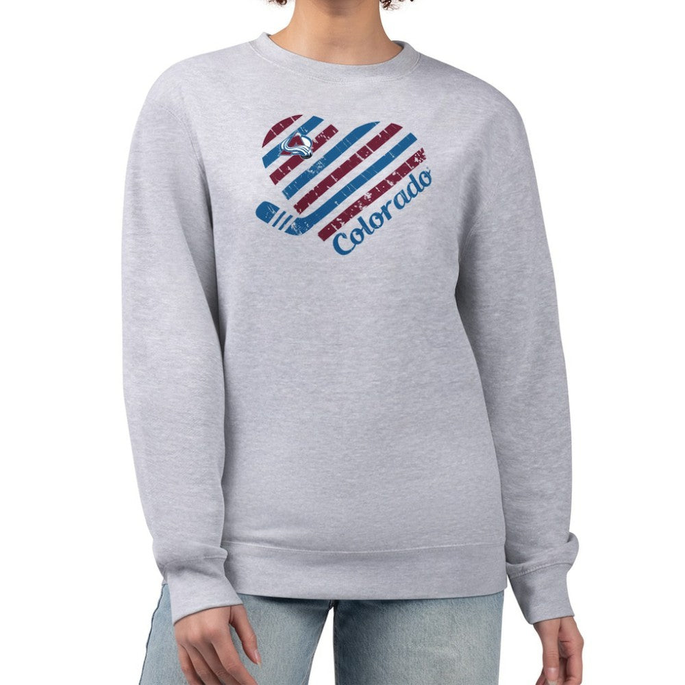 NHL Heather Gray Colorado Avalanche G-III 4Her by Carl Banks Women's Heart Graphic Pullover Sweatshirt