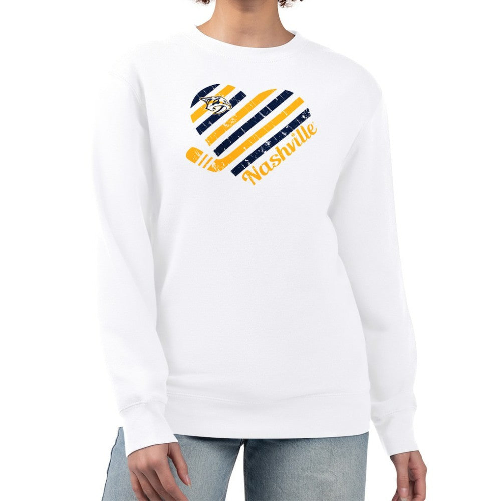 NHL White Nashville Predators G-III 4Her by Carl Banks Women's Heart Graphic Pullover Sweatshirt
