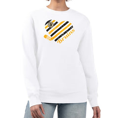 NHL White Boston Bruins G-III 4Her by Carl Banks Women's Heart Graphic Pullover Sweatshirt