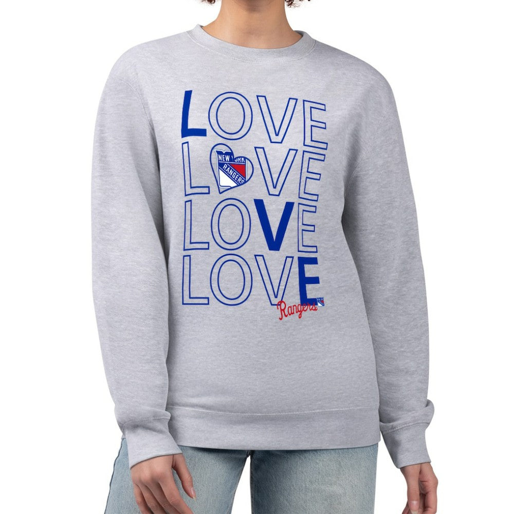 NHL Heather Gray New York Rangers G-III 4Her by Carl Banks Women's Lots Of Love Team Logo Graphic Pullover Sweatshirt