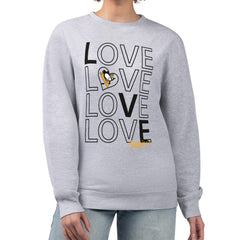 NHL Heather Gray Pittsburgh Penguins G-III 4Her by Carl Banks Women's Lots Of Love Team Logo Graphic Pullover Sweatshirt