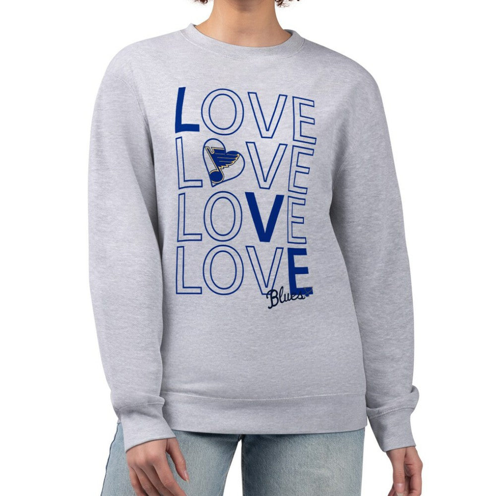 NHL Heather Gray St. Louis Blues G-III 4Her by Carl Banks Women's Lots Of Love Team Logo Graphic Pullover Sweatshirt