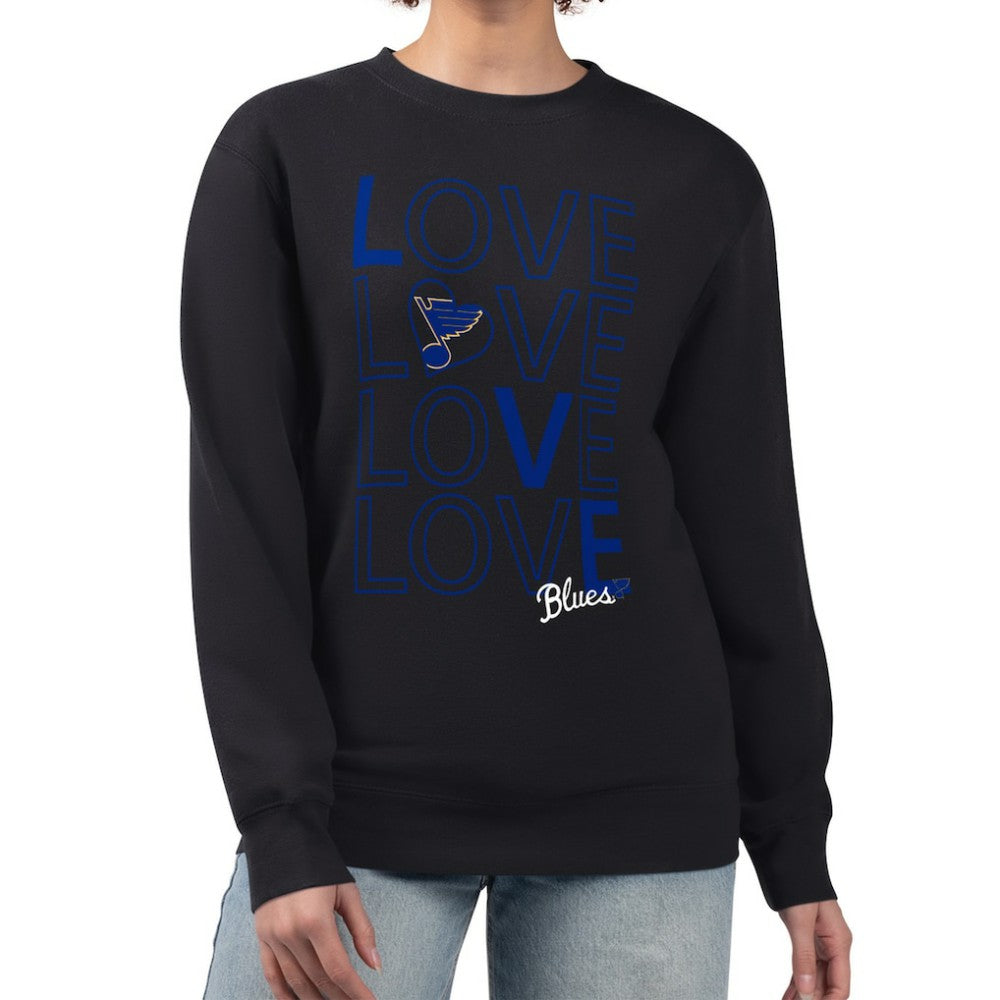 NHL Black St. Louis Blues G-III 4Her by Carl Banks Women's Lots Of Love Team Logo Graphic Pullover Sweatshirt