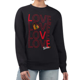 NHL Black Chicago Blackhawks G-III 4Her by Carl Banks Women's Lots Of Love Team Logo Graphic Pullover Sweatshirt