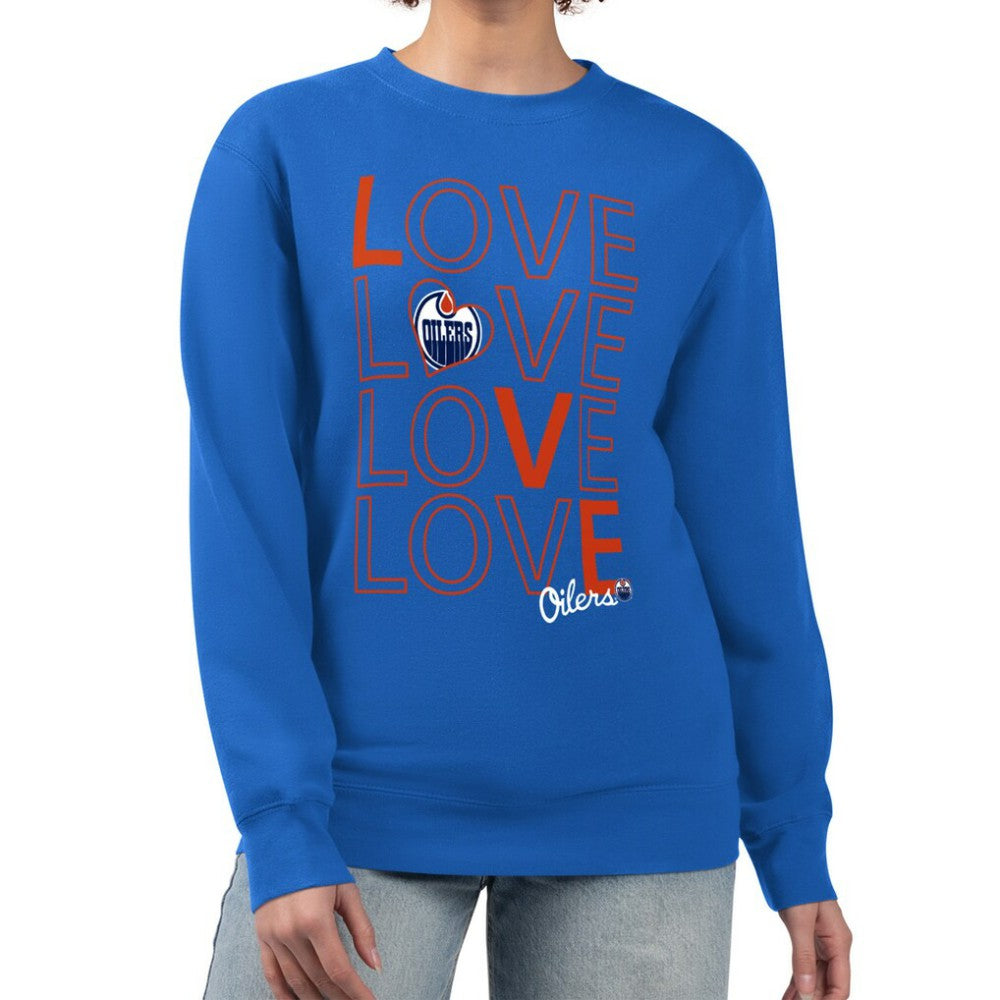 NHL Royal Edmonton Oilers G-III 4Her by Carl Banks Women's Lots Of Love Team Logo Graphic Pullover Sweatshirt