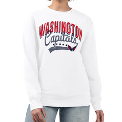 NHL White Washington Capitals G-III 4Her by Carl Banks Women's Filigree Team Graphic Fleece Pullover Sweatshirt