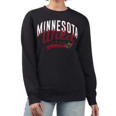 NHL Black Minnesota Wild G-III 4Her by Carl Banks Women's Filigree Team Graphic Fleece Pullover Sweatshirt