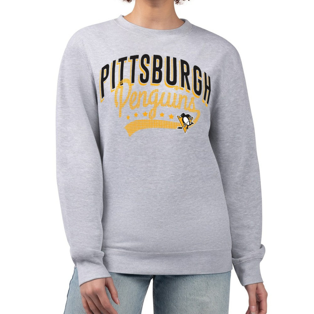 NHL Heather Gray Pittsburgh Penguins G-III 4Her by Carl Banks Women's Filigree Team Graphic Fleece Pullover Sweatshirt