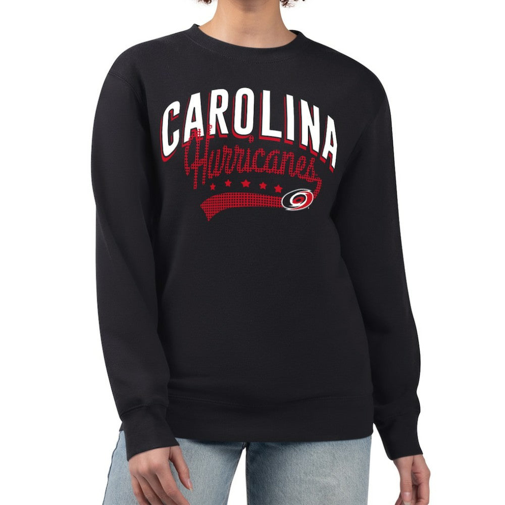NHL Black Carolina Hurricanes G-III 4Her by Carl Banks Women's Filigree Team Graphic Fleece Pullover Sweatshirt
