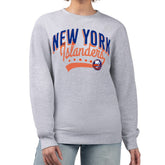 NHL Heather Gray New York Islanders G-III 4Her by Carl Banks Women's Filigree Team Graphic Fleece Pullover Sweatshirt