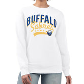 NHL White Buffalo Sabres G-III 4Her by Carl Banks Women's Filigree Team Graphic Fleece Pullover Sweatshirt