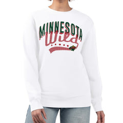 NHL White Minnesota Wild G-III 4Her by Carl Banks Women's Filigree Team Graphic Fleece Pullover Sweatshirt