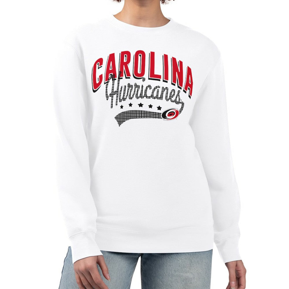 NHL White Carolina Hurricanes G-III 4Her by Carl Banks Women's Filigree Team Graphic Fleece Pullover Sweatshirt