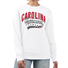 NHL White Carolina Hurricanes G-III 4Her by Carl Banks Women's Filigree Team Graphic Fleece Pullover Sweatshirt